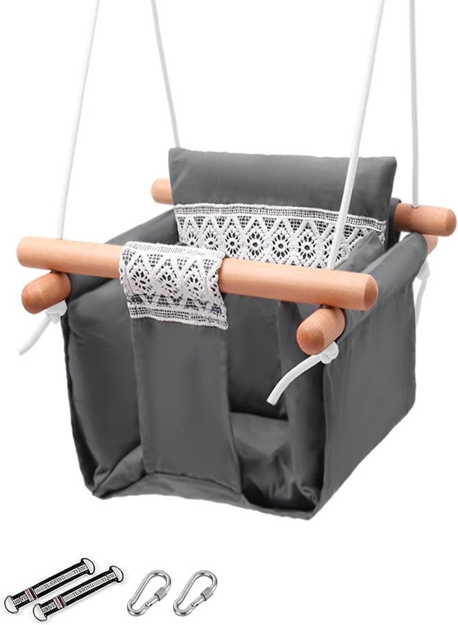 MAPPLE CREATION Swing Baby Rocker Infant for Home Balcony Cushioned Luxury Julha Baby Seat,Safe Canvas Swing for Babies Teak Wood Luxury Julha - Image 1